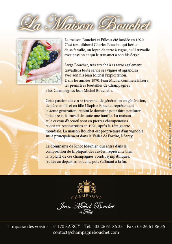 Flyer verso produit Champagnes Bouchet